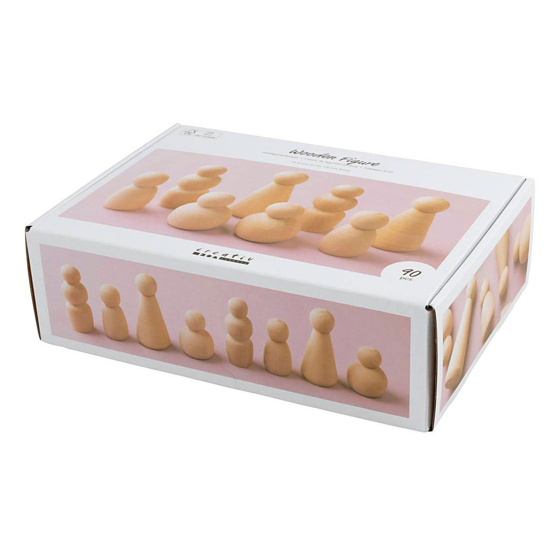 Figurine en bois Creativ company, h: 5-8 cm, 90 div 1 boîte