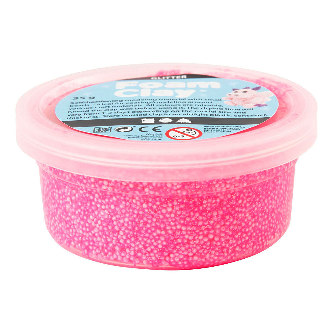 Argile Foam ®, pailletée, rose, 35 gr 1 boîte