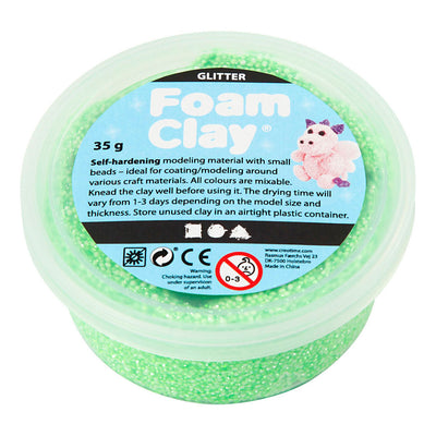 Argile Foam ®, pailletée, verte, 35 gr 1 boîte