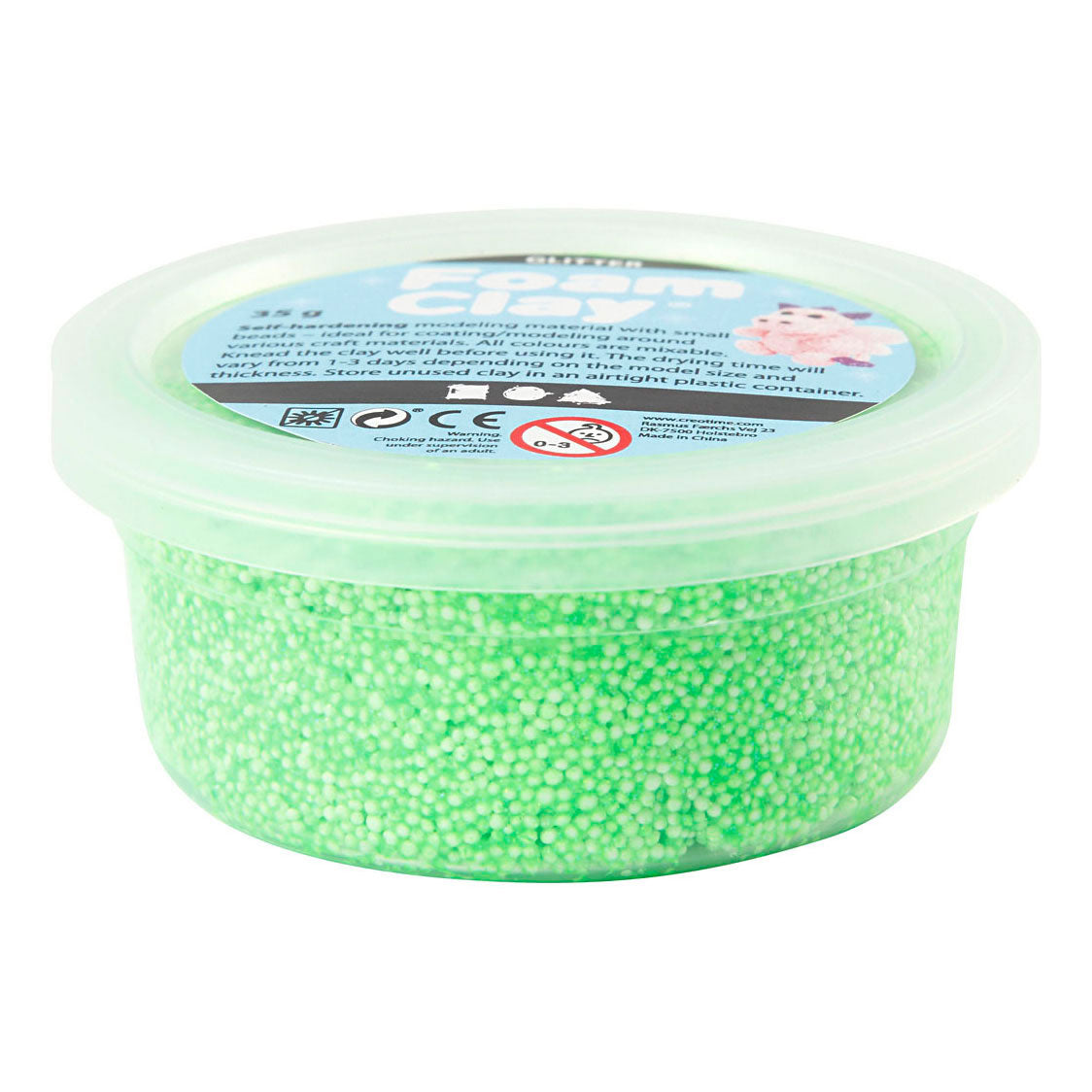 Argile Foam ®, pailletée, verte, 35 gr 1 boîte