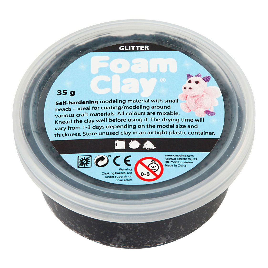 Foam Clay ®, paillettes noires, 35 gr 1 boîte