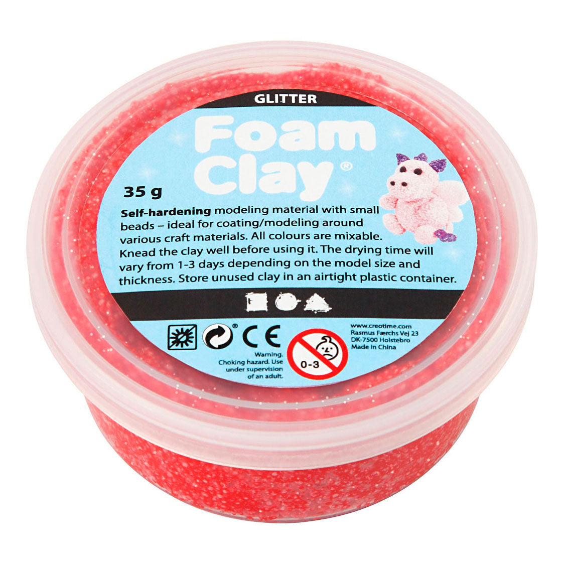 Argile Foam ®, pailletée, rouge, 35 gr 1 boîte