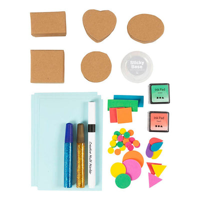Creativ company hobby set impression sur mousse, boîtes et cartes décorées, beige, vert moyen, menthe, rouge vif, 1 boîte