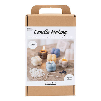 Creativ company hobby set fabrication de bougies, bougie de soja à bulles, beige, bleu clair, crème, 1 boîte