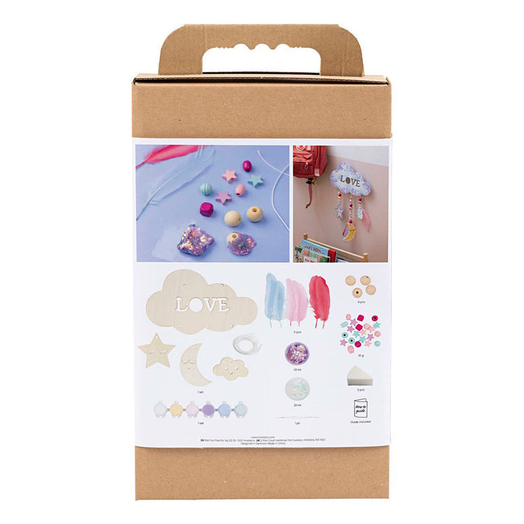 Creativ company hobby set décoration, nuage, lune, étoile, couleurs pailletées, couleurs pastel, 1 boîte