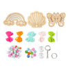 Creativ company mini set de loisirs broderie, papillon, coquillage, arc-en-ciel, différentes couleurs, 1 boîte