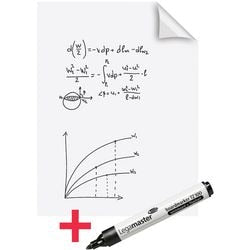 Film pour tableau blanc, l: 80 cm, l: 60 cm, blanc, 25 feuilles 1 rouleau