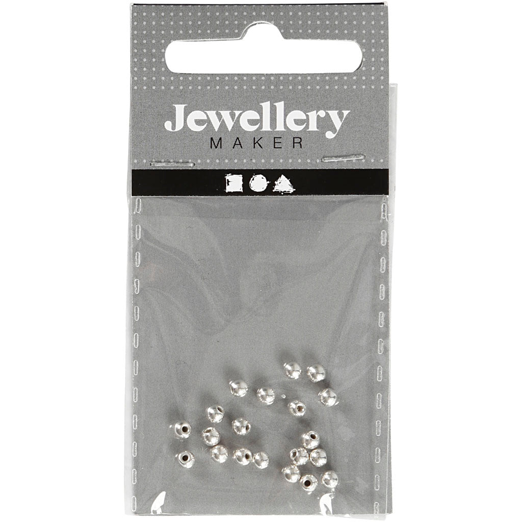 Creativ company perles d'extrémité pour fil mémoire, d 3 mm, diamètre de trou 1 mm, argenté, 20 pièces 1 boîte