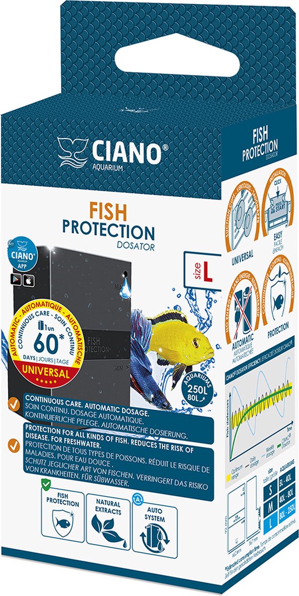 Ciano - aspirateur d'aquarium - poissons - doseur de protection pour poissons xl - 7x5,5x15cm - 1pc