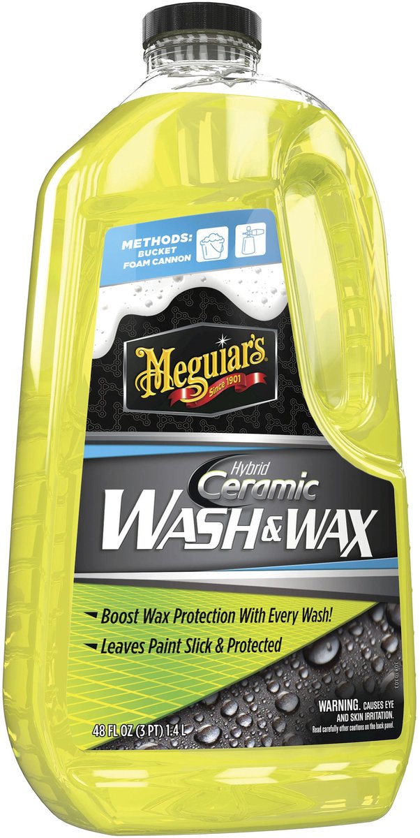 Shampoing à la cire hybride en céramique Meguiar's - nettoie les surfaces peintes des véhicules - combine lavage et entretien - développé pour le lavage manuel des voitures - 1,42 litre