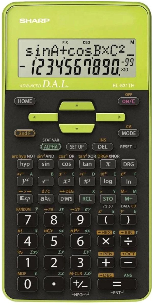 Calculatrice scientifique Sharp - el531thgr - noir vert - 1x pile LR44 - sh-el531thgr