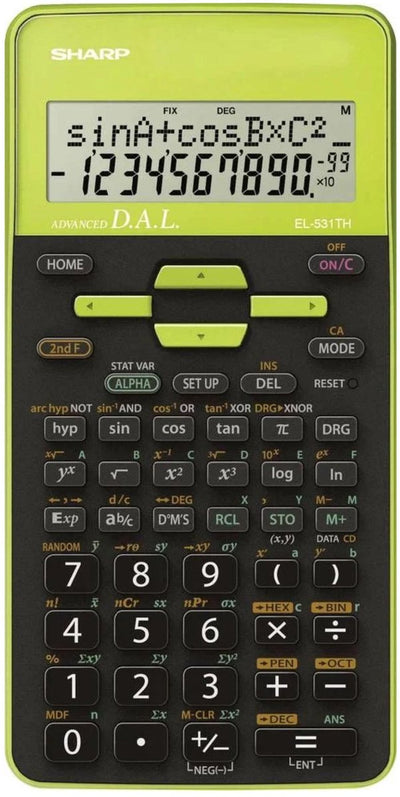 Calculatrice scientifique Sharp - el531thgr - noir vert - 1x pile LR44 - sh-el531thgr