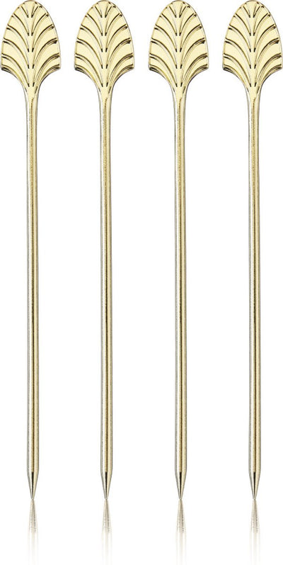 Viski bâtons à cocktail art déco - acier inoxydable - couleur or - 4 pièces