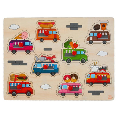 Engelhart boutons en bois puzzle food trucks 8 pièces