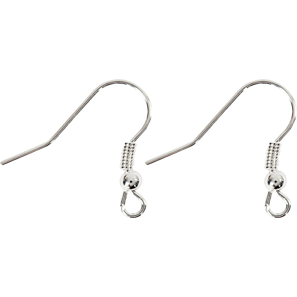 Crochets de boucles d'oreilles Creativ company, l: 18 mm, argent, 10 pièces 1 boîte