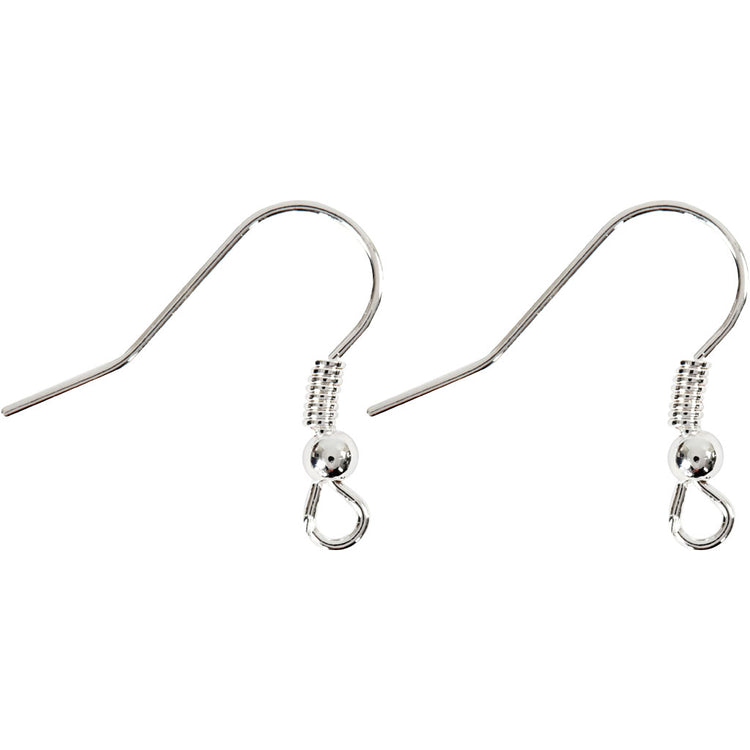 Crochets de boucles d'oreilles Creativ company, l: 18 mm, argent, 10 pièces 1 boîte