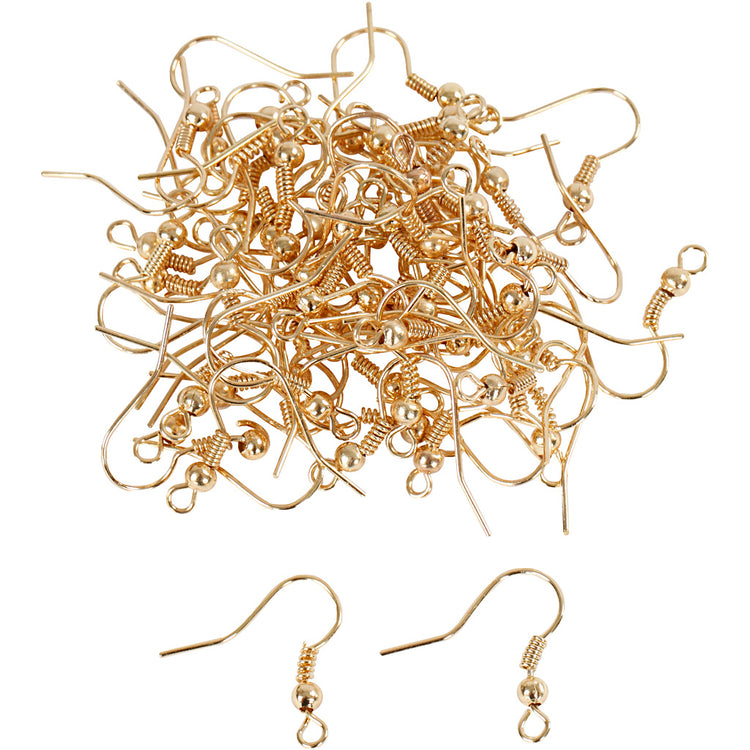 Crochets de boucles d'oreilles Creativ company, l: 18 mm, plaqué or, 100 pièces 1 boîte