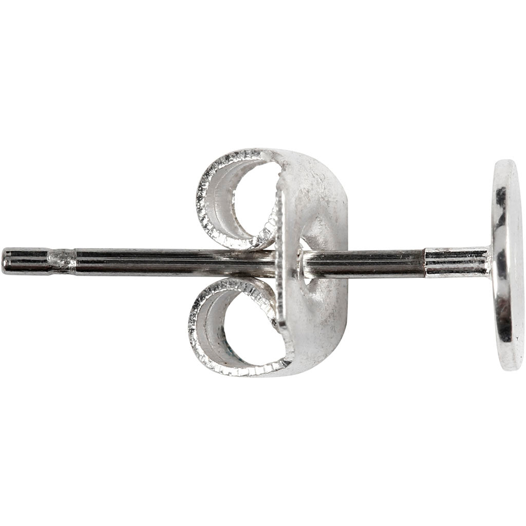 Creativ company boucles d'oreilles clous, L : 13 mm, plaqué argent, 100 pièces, 1 boîte