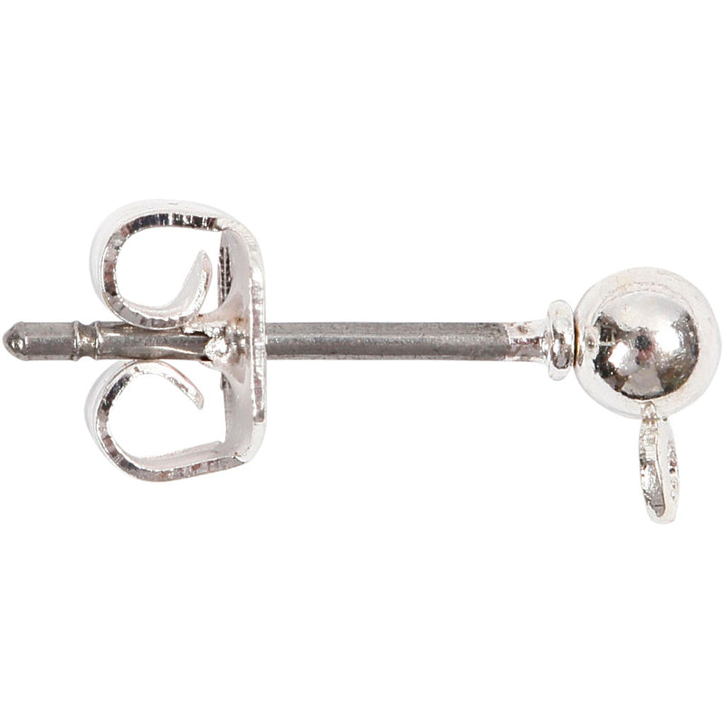 Creativ company boucles d'oreilles clous, l : 13 mm, d 3,8 mm, diamètre du trou 0,8 mm, plaqué argent, 10 pièces 1 boîte