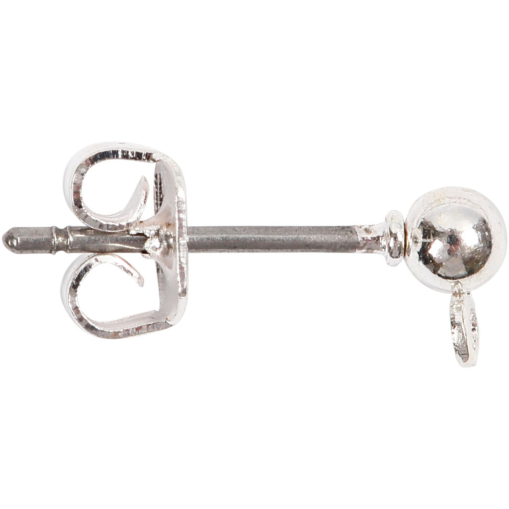 Creativ company boucles d'oreilles clous, L : 13 mm, plaqué argent, 100 pièces, 1 boîte