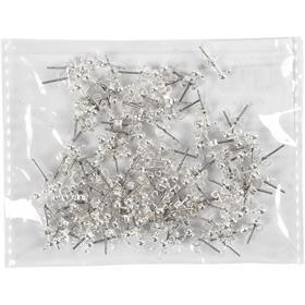 Creativ company boucles d'oreilles clous, L : 13 mm, plaqué argent, 100 pièces, 1 boîte