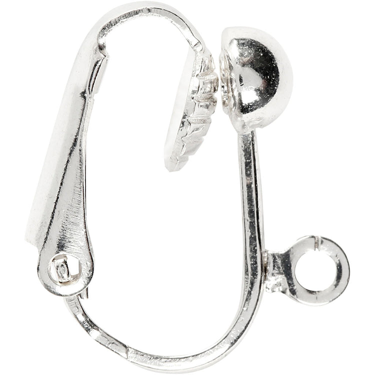 Boucles d'oreilles à clip-on de la société Creativ, L: 16,5 mm, B: 1,5 mm, Taille de trou 1,6 mm, plaqué argentée, 40 pièces 1 boîte