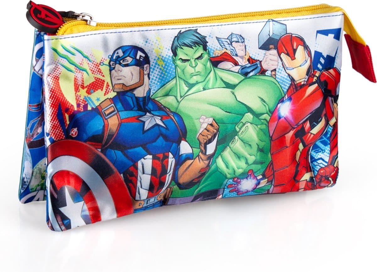 Jim jam trousse à crayons avenger pen case 3 compartiments avec 2 fermetures éclair
