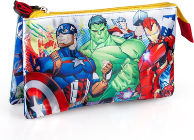 Jim jam trousse à crayons avenger pen case 3 compartiments avec 2 fermetures éclair