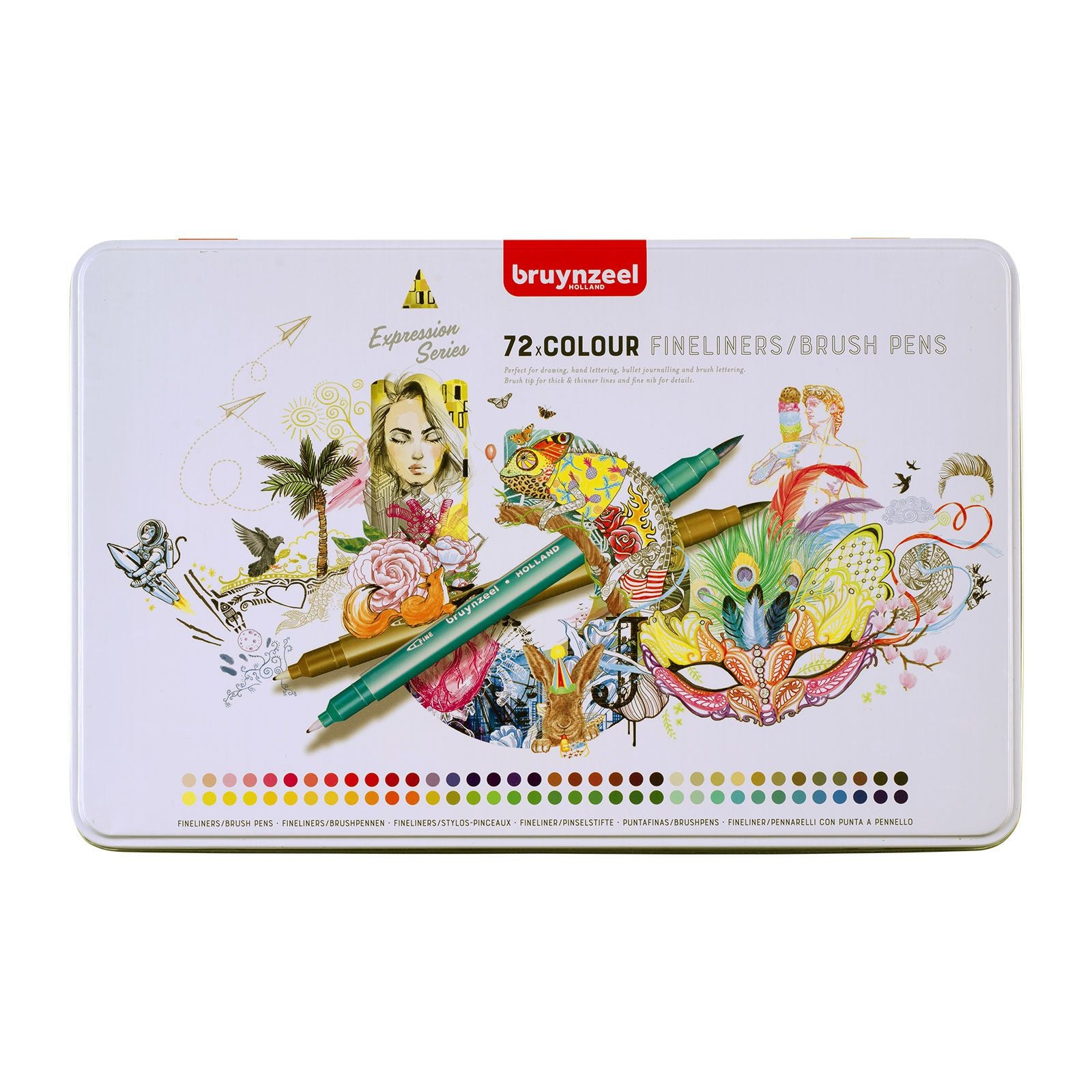 Bruynzeel Creatives Fineliner Brushpen Set 72 Couleurs