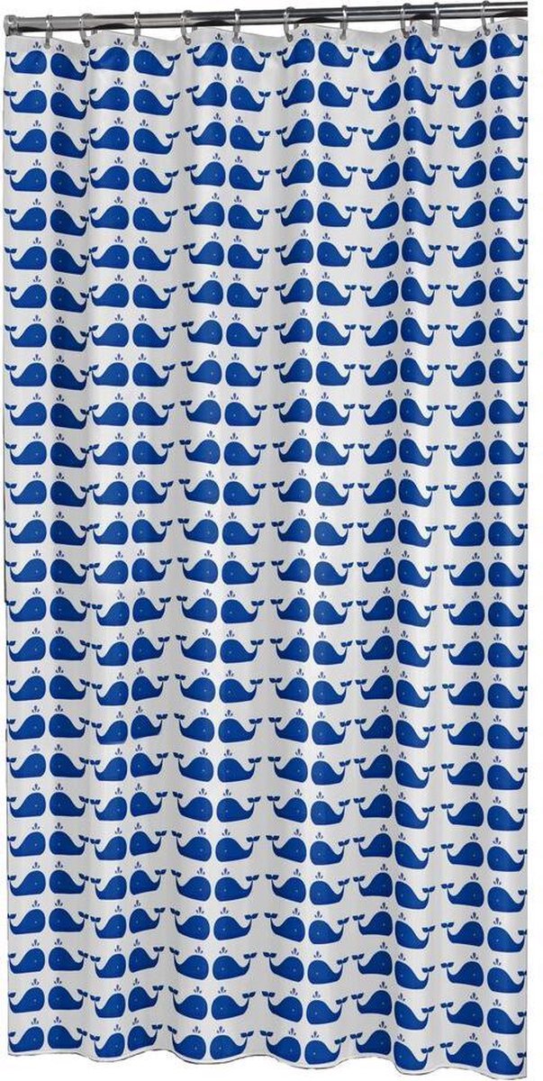 Rideau de douche baleine en peau de phoque 180x200 cm - peva - bleu