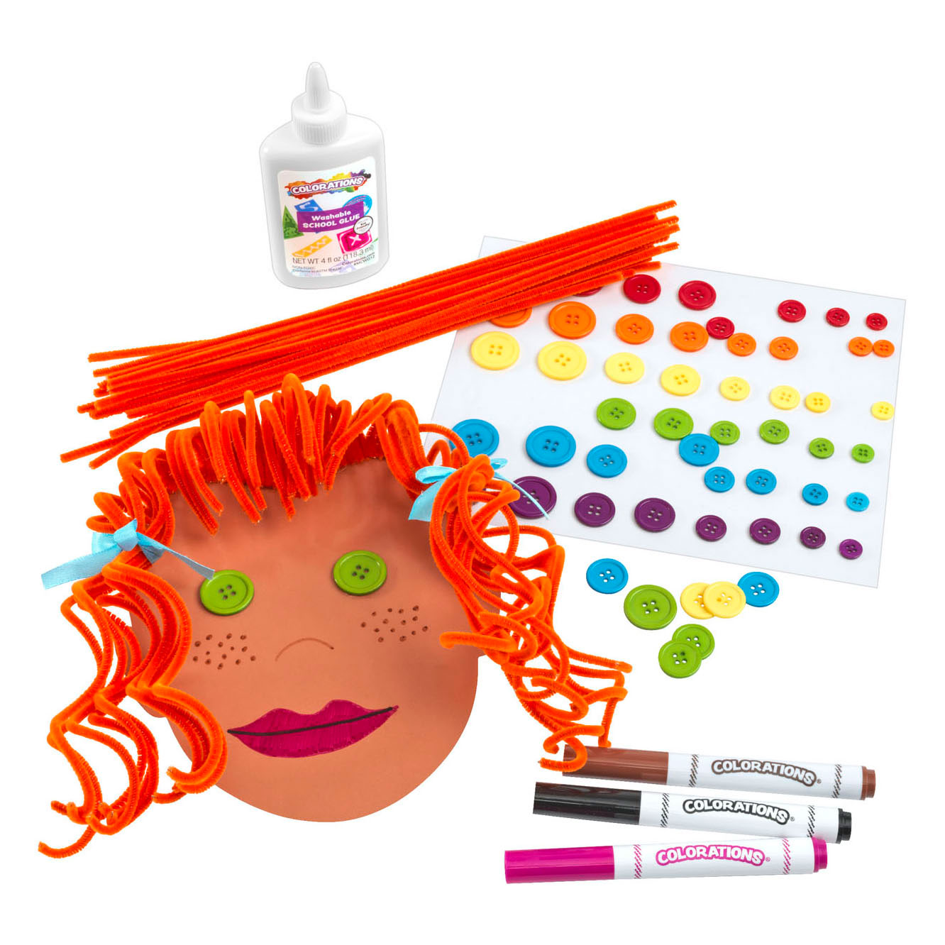Colorations Couleurs comme moi formes de visage, ensemble de 24 (4 couleurs)