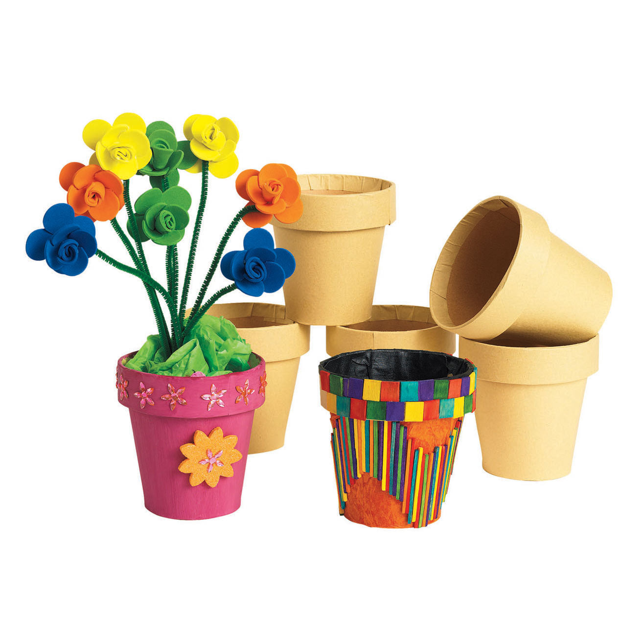 Colorations - Décorez votre propre pot de fleur Papier -Moche, ensemble de 10
