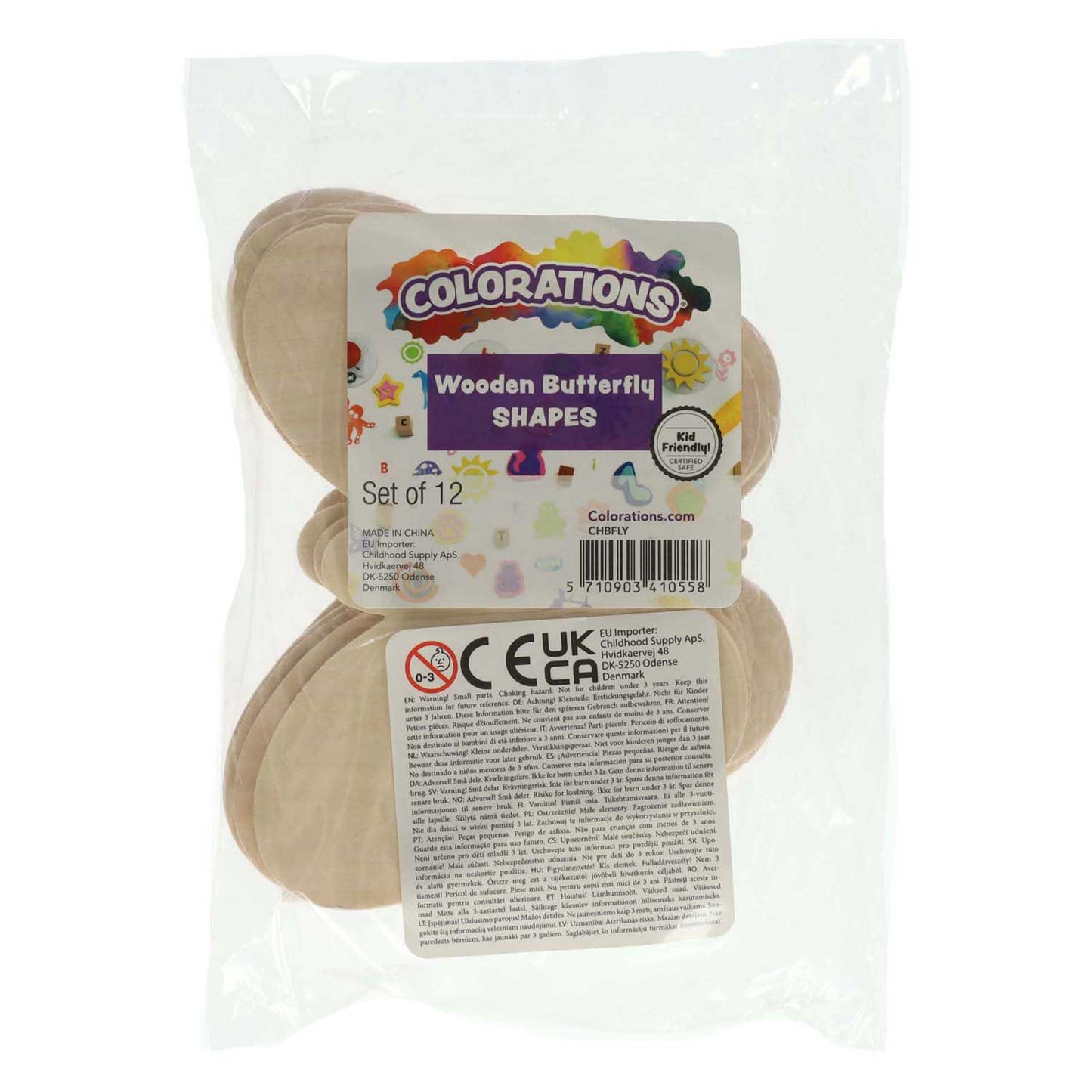 Colorations - Décorez vos propres papillons en bois, ensemble de 12