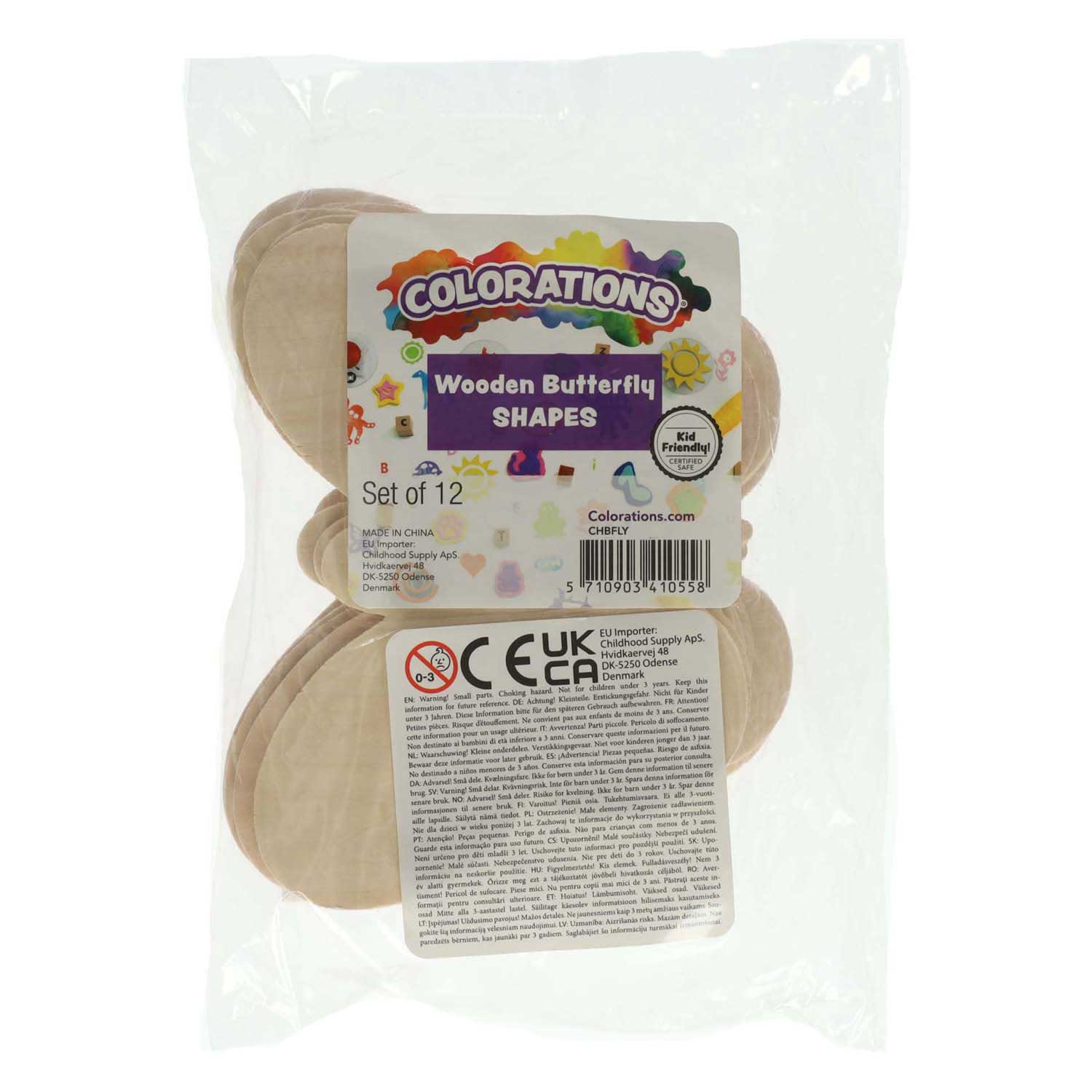 Colorations - Décorez vos propres papillons en bois, ensemble de 12