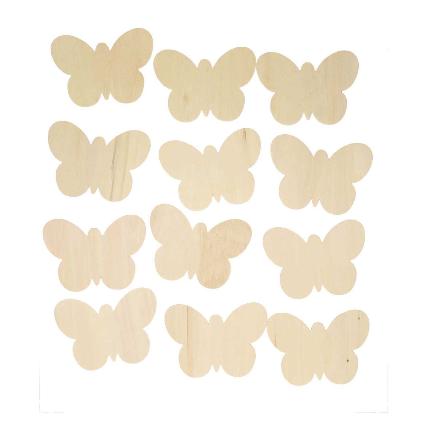 Colorations - Décorez vos propres papillons en bois, ensemble de 12