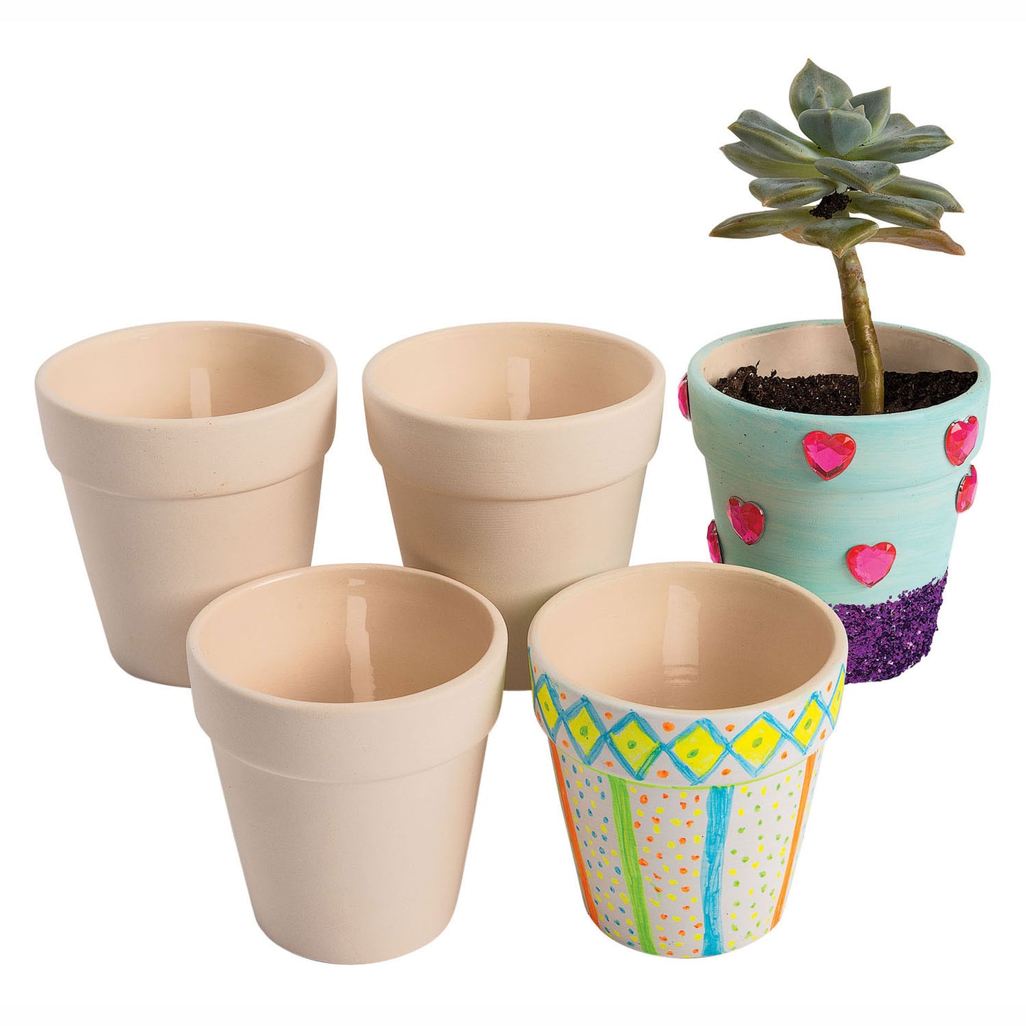 Colorations - Décorez votre propre céramique de pot de fleurs. Ensemble de 12