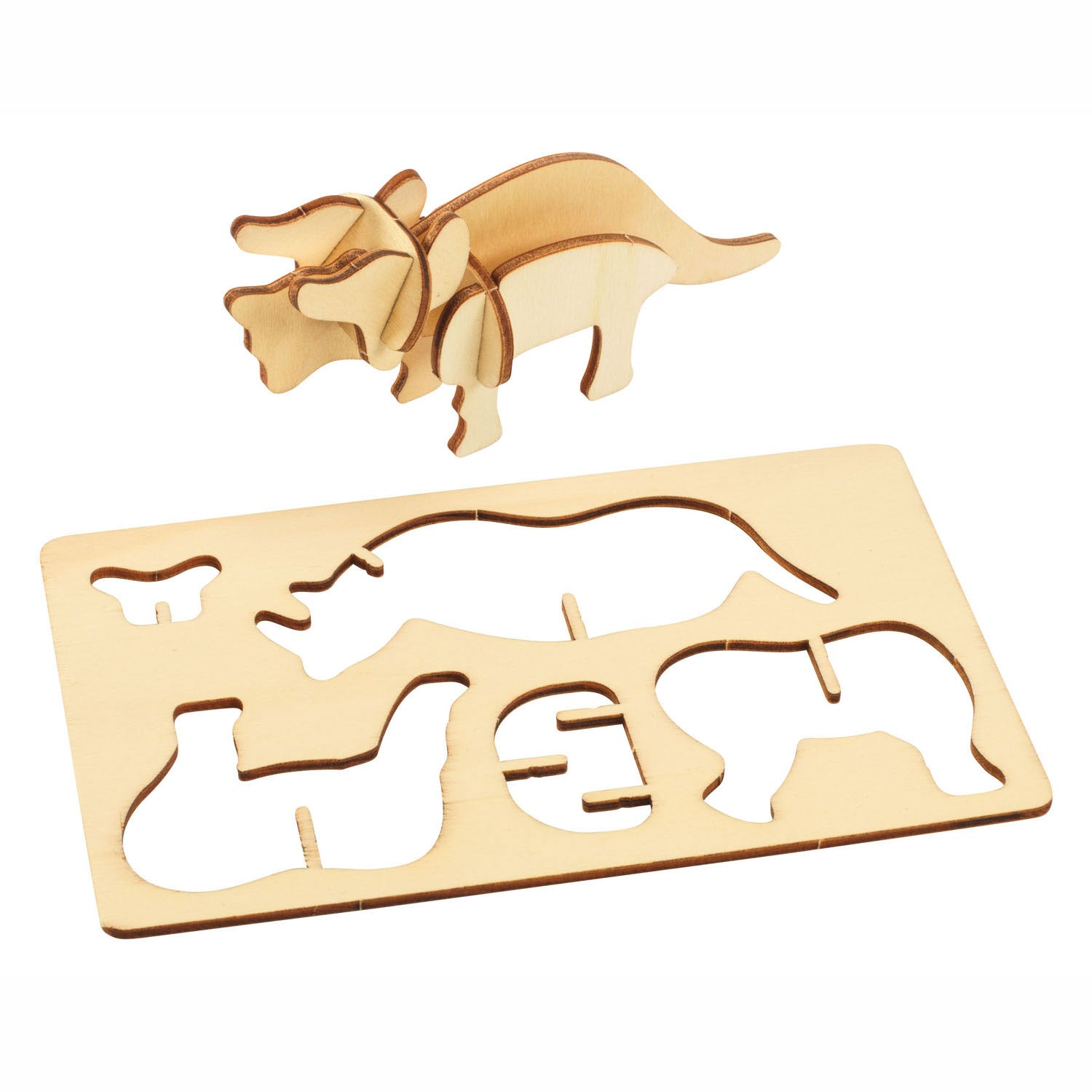 Colorations Faire et décorez vos animaux jungnés de puzzle 3D en bois, ensemble de 4