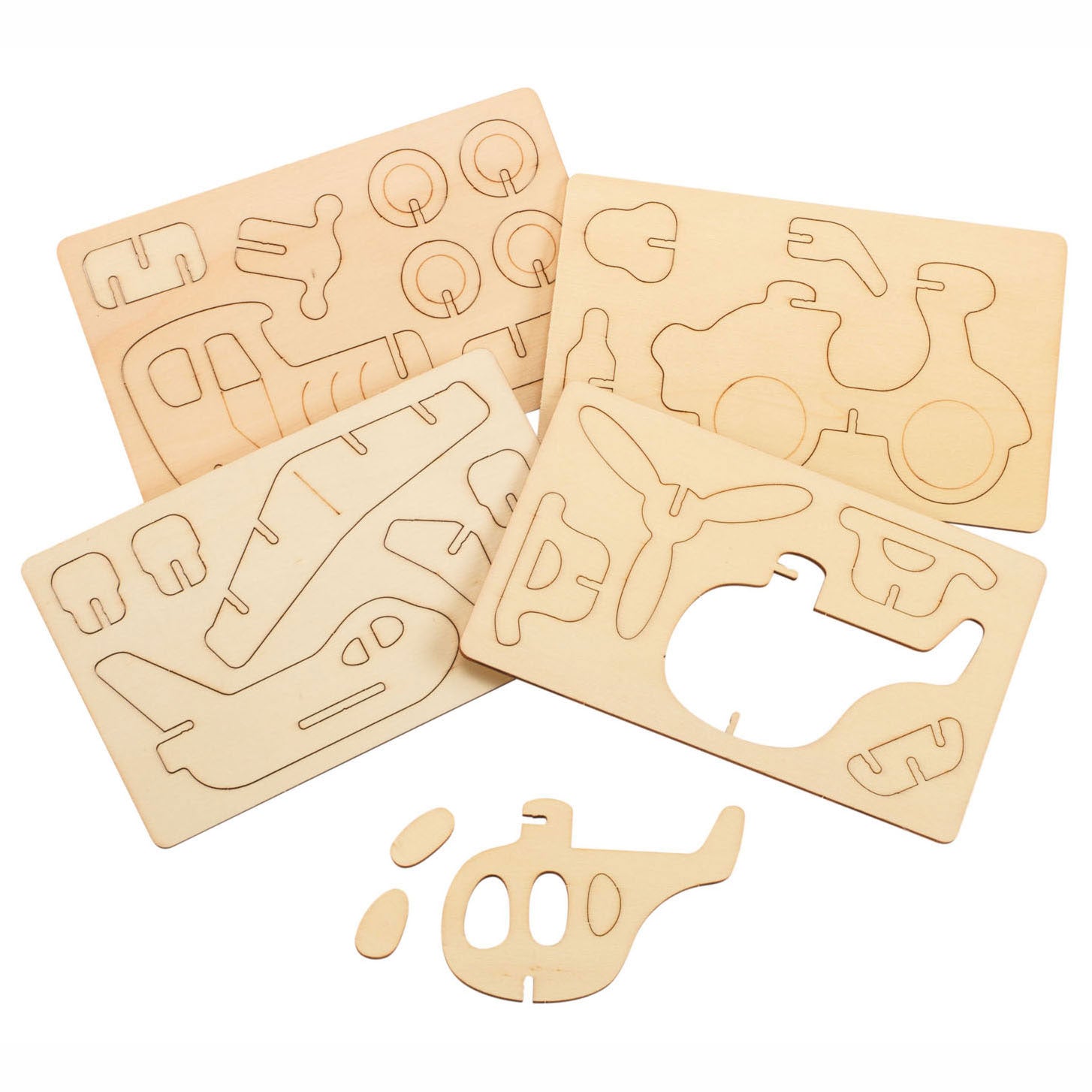 Colorations Faire et décorez vos véhicules 3D en bois, ensemble de 4