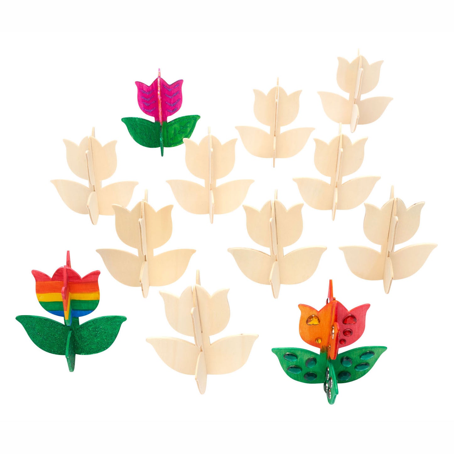 Colorations Faire et décorez votre propre tulipe en bois, ensemble de 12