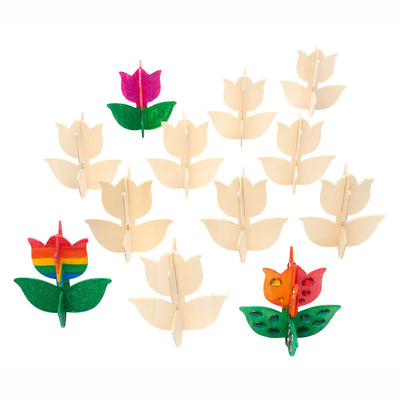 Colorations Faire et décorez votre propre tulipe en bois, ensemble de 12