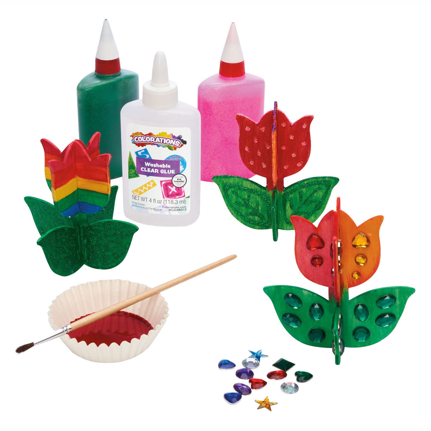Colorations Faire et décorez votre propre tulipe en bois, ensemble de 12