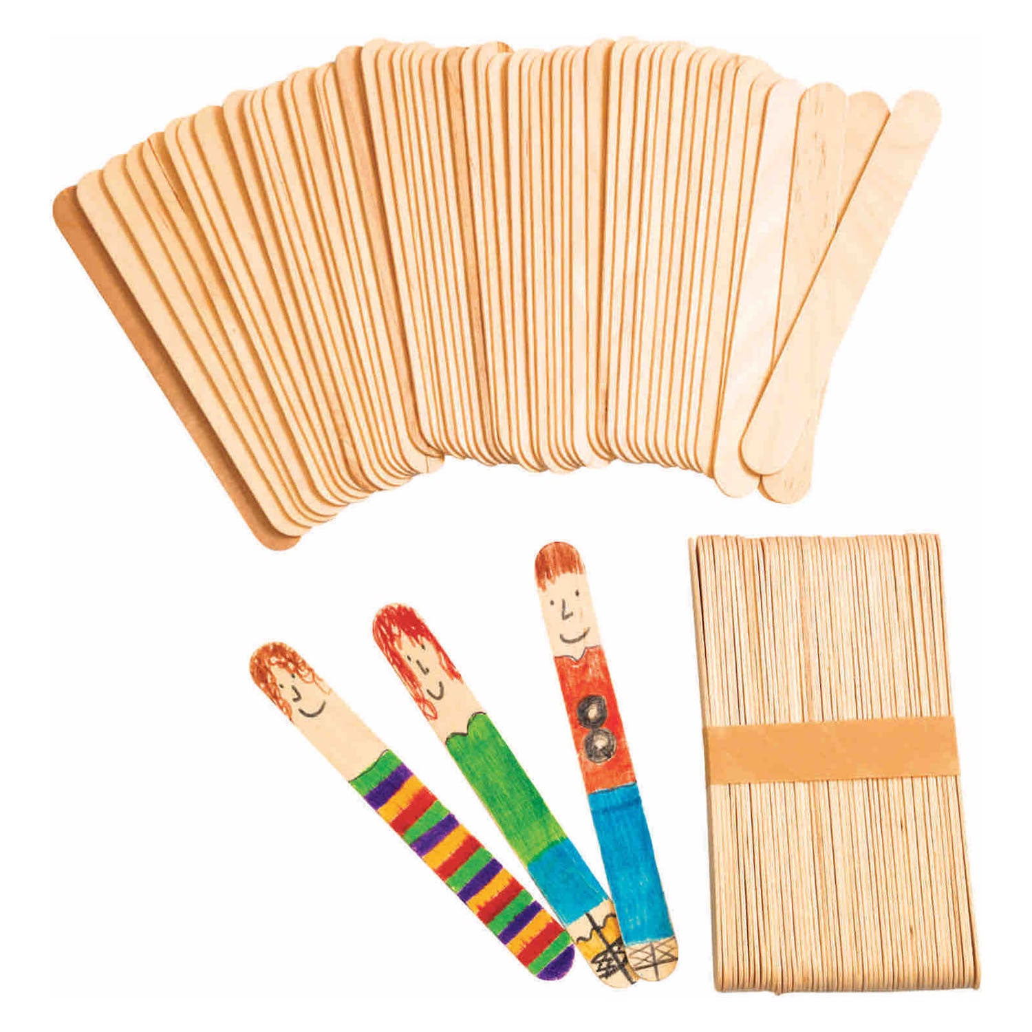 Colorations grandes bâtons d'artisanat en bois, ensemble de 100