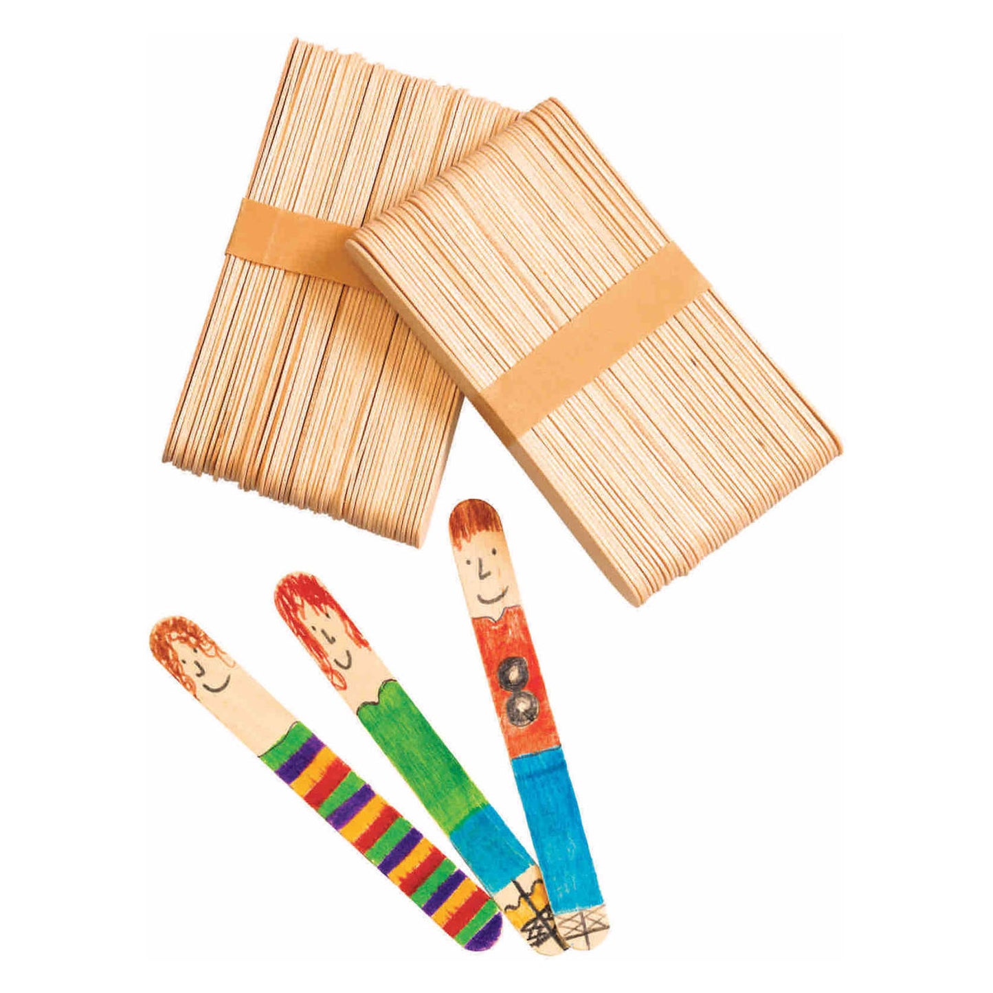 Colorations grandes bâtons d'artisanat en bois, ensemble de 100