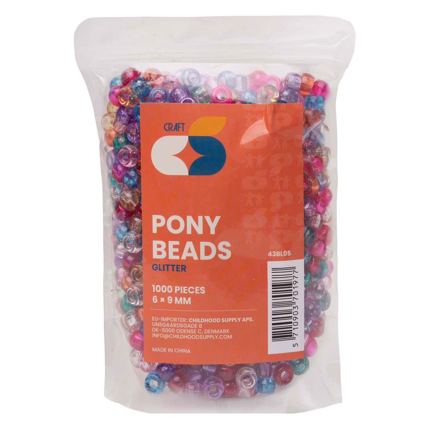 Colorations - Perles de poney paillettes 6x9 mm, 1000st.