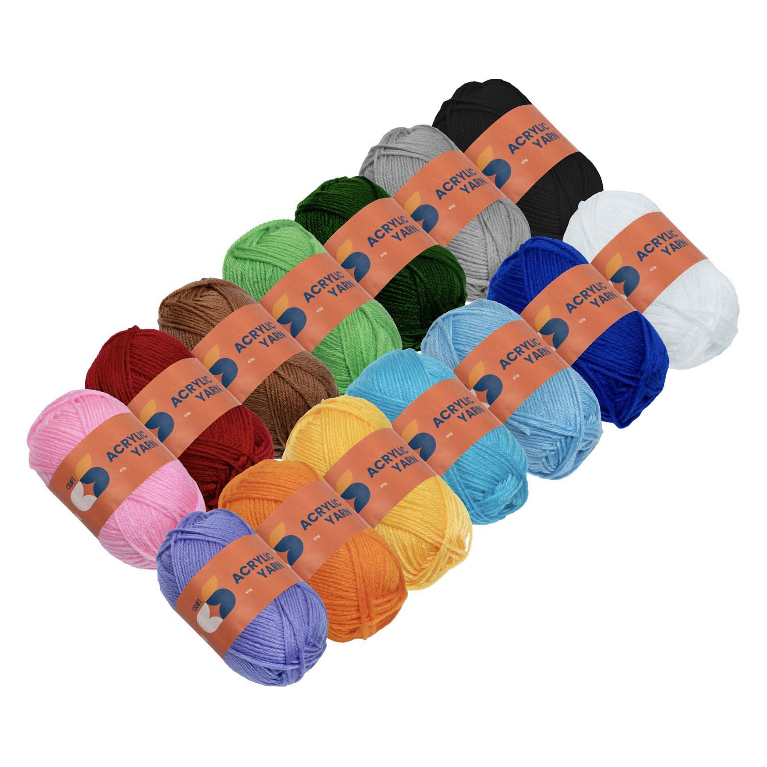 Colorations - Ensemble de fil acrylique - 14 couleurs - 50g par brin