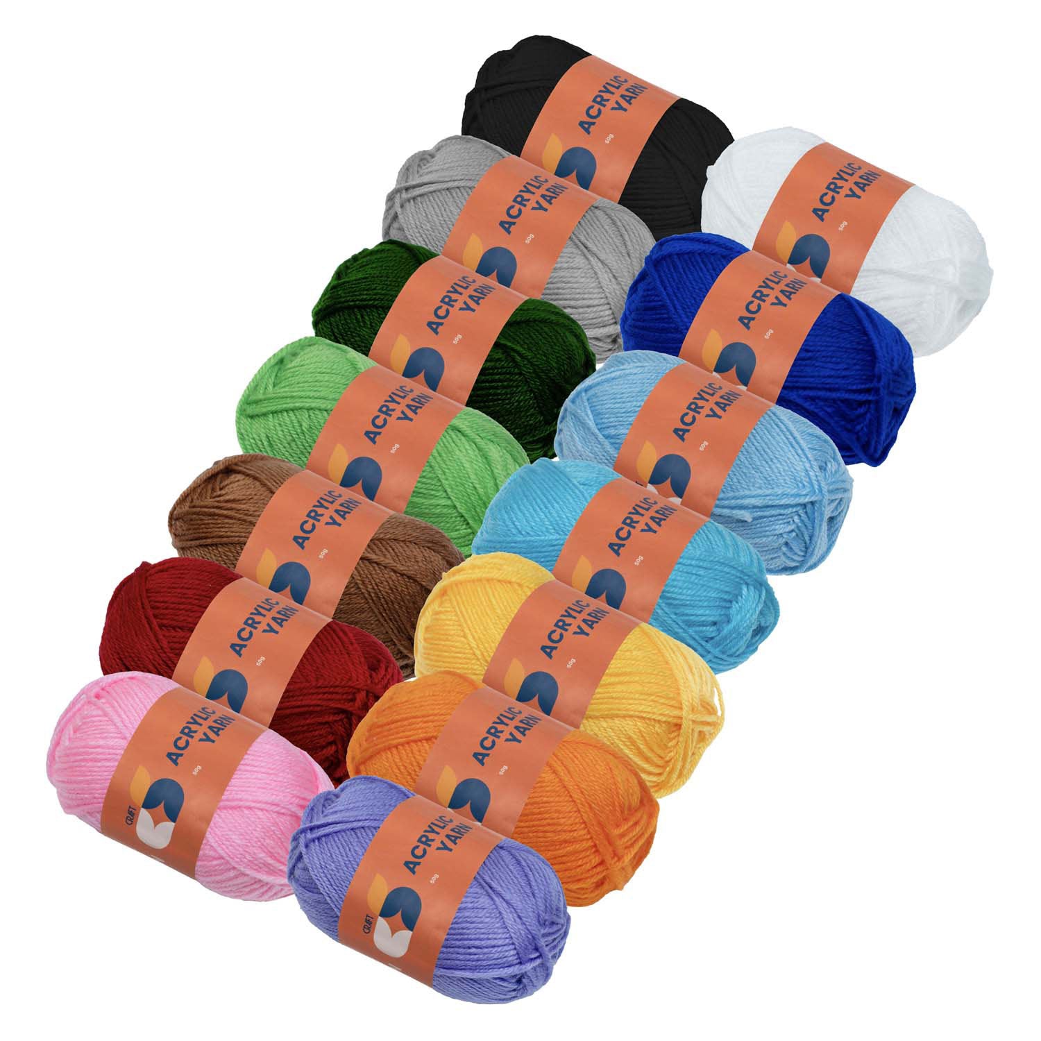 Colorations - Ensemble de fil acrylique - 14 couleurs - 50g par brin