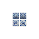 Dessous de verre éléphant bleu blanc lot de 4 pcs