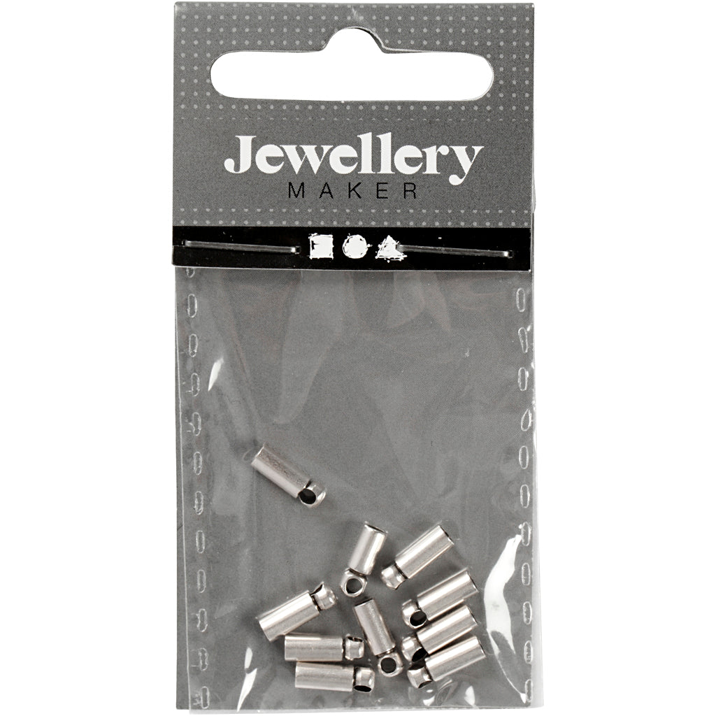 Embouts Creativ company, l: 8 mm, d 2 mm, argentés, 10 pièces 1 boîte