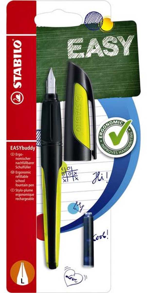 Stabilo easybuddy - stylo plume ergonomique - citron vert noir - pointe L pour gauchers