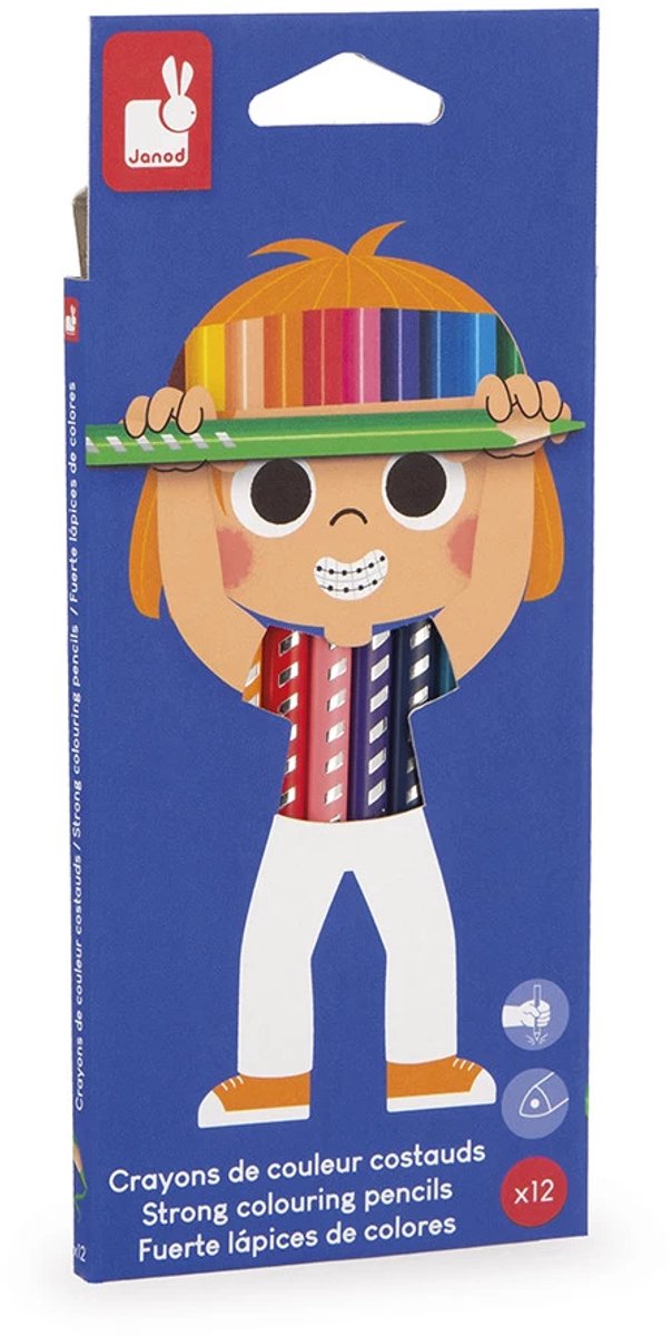 Janod - colo - crayons de couleur - coffret de 12 couleurs différentes
